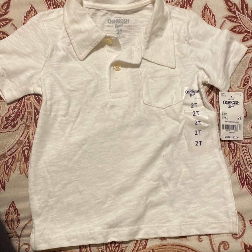NWT. 2T OshKosh B’gosh white polo shirt